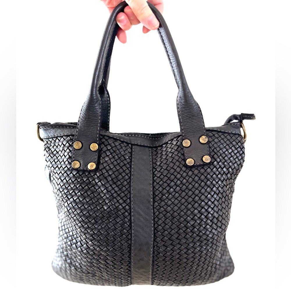 Sundance Black Leather Woven Shoulder Bag, Made in Italy by Wepell 🇮🇹 - Picture 3 of 11